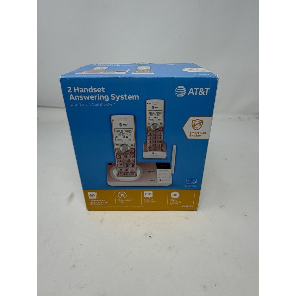 AT&T CL82257 Rose Gold Cordless Phone System - 2 Handsets - Smart Call Blocker